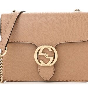 Gucci Calfskin Small Interlocking G Shoulder Bag Camelia